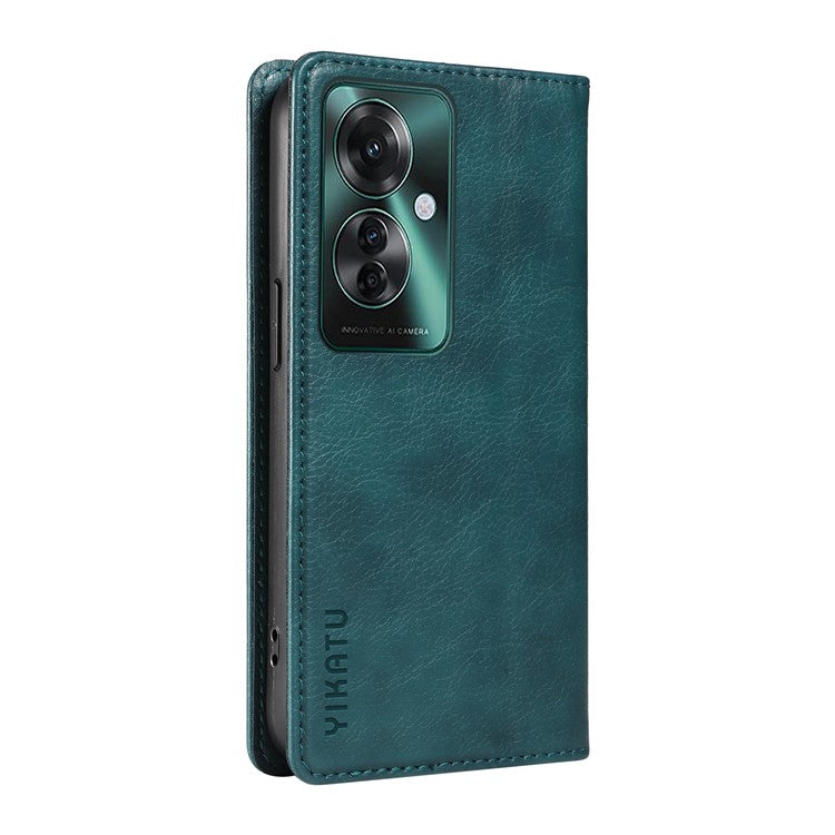 YIKATU YK-006 For Oppo Reno11 F 5G Case Litchi Texture Magnetic Closing Leather Phone Cover - Blue