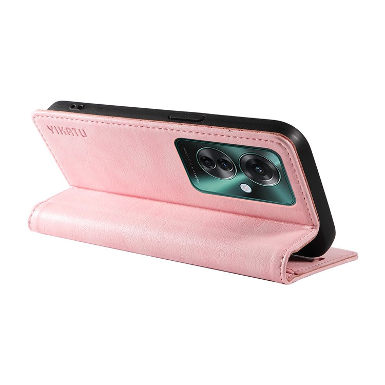 YIKATU YK-006 For Oppo Reno11 F 5G Case Litchi Texture Magnetic Closing Leather Phone Cover - Pink