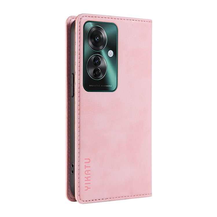 YIKATU YK-006 For Oppo Reno11 F 5G Case Litchi Texture Magnetic Closing Leather Phone Cover - Pink
