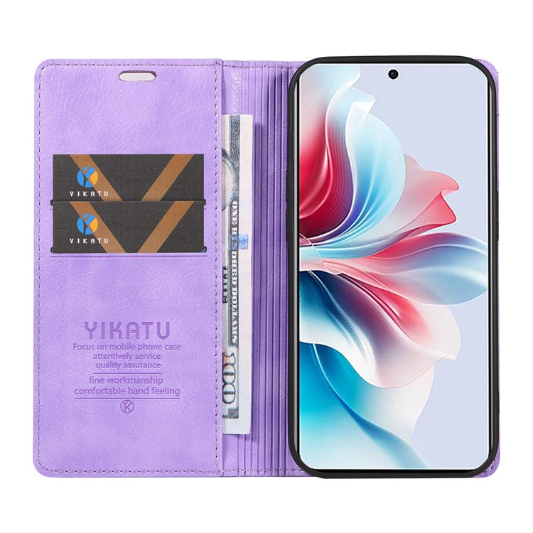 YIKATU YK-006 For Oppo Reno11 F 5G Case Litchi Texture Magnetic Closing Leather Phone Cover - Purple
