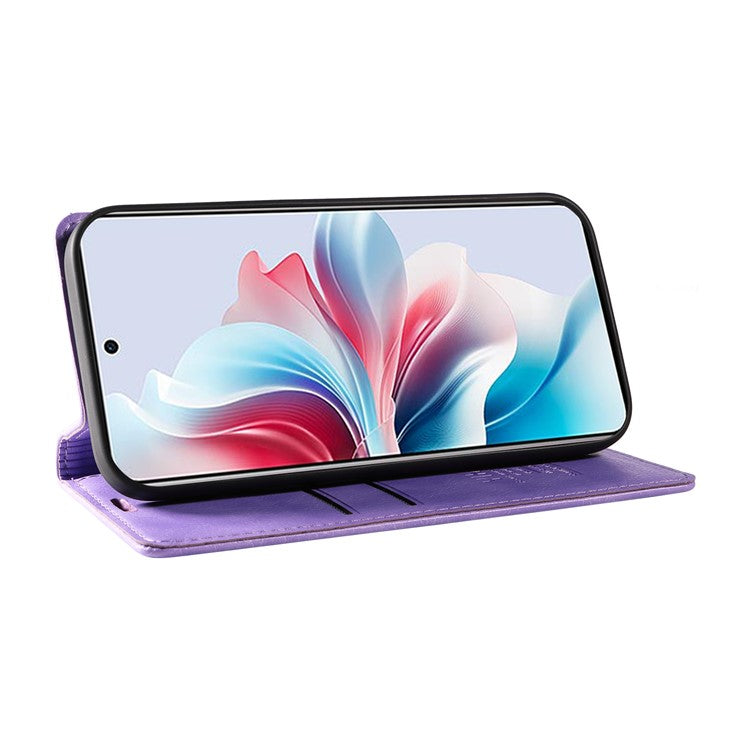 YIKATU YK-006 For Oppo Reno11 F 5G Case Litchi Texture Magnetic Closing Leather Phone Cover - Purple