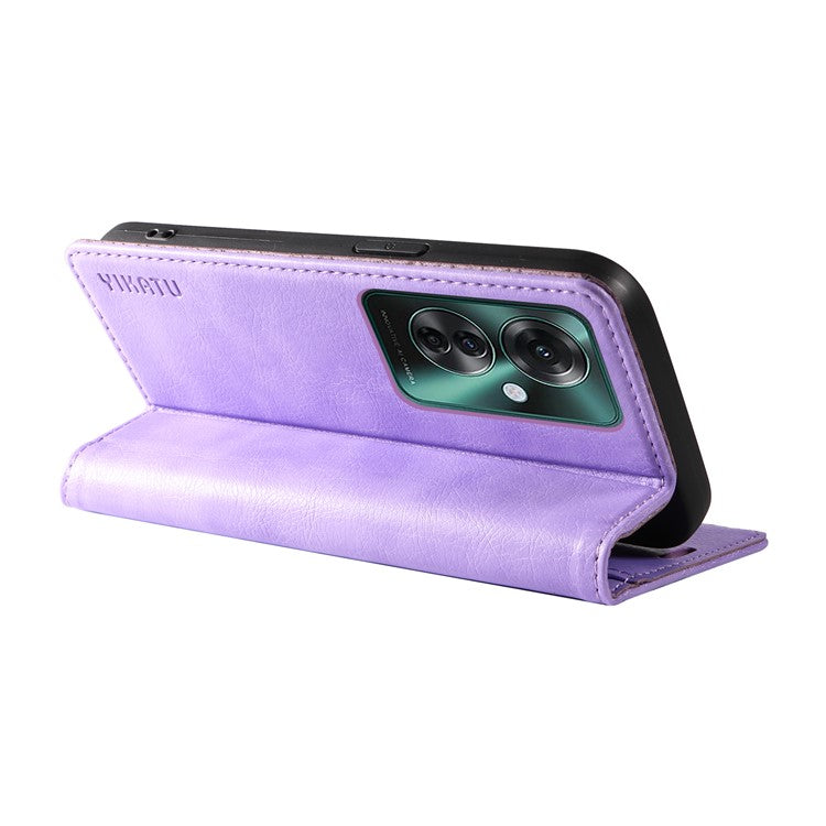 YIKATU YK-006 For Oppo Reno11 F 5G Case Litchi Texture Magnetic Closing Leather Phone Cover - Purple