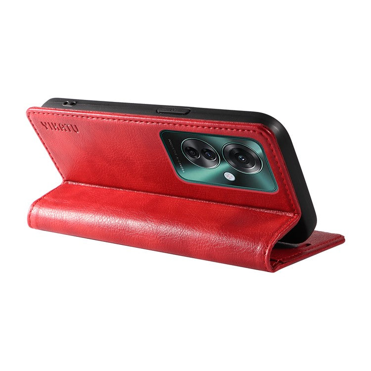 YIKATU YK-006 For Oppo Reno11 F 5G Case Litchi Texture Magnetic Closing Leather Phone Cover - Red