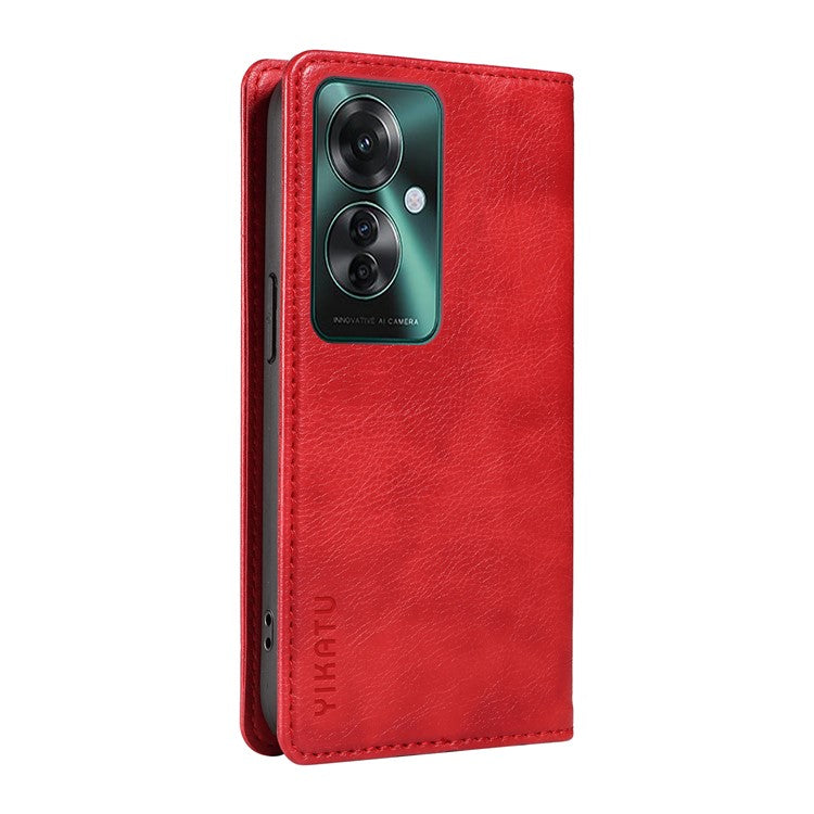 YIKATU YK-006 For Oppo Reno11 F 5G Case Litchi Texture Magnetic Closing Leather Phone Cover - Red