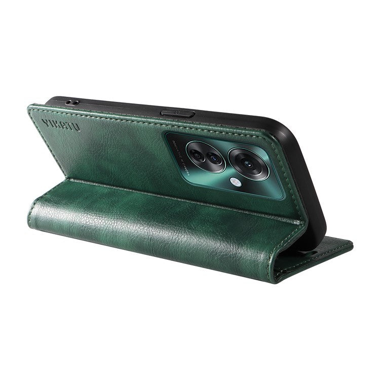 YIKATU YK-006 For Oppo Reno11 F 5G Case Litchi Texture Magnetic Closing Leather Phone Cover - Green