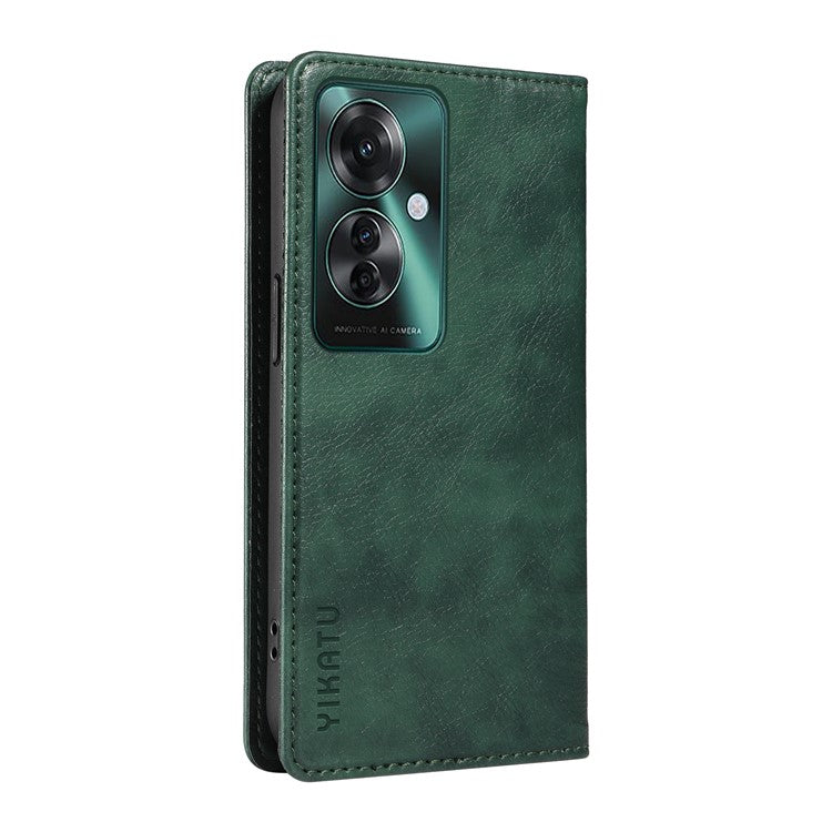YIKATU YK-006 For Oppo Reno11 F 5G Case Litchi Texture Magnetic Closing Leather Phone Cover - Green