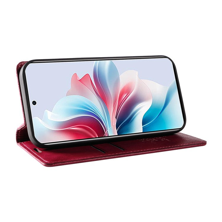 YIKATU YK-006 For Oppo Reno11 F 5G Case Litchi Texture Magnetic Closing Leather Phone Cover - Wine Red
