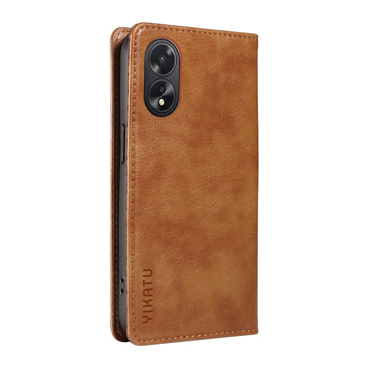 YIKATU YK-006 For Oppo A38 4G / A18 4G Case Leather Phone Cover with Card Slots Wallet - Brown