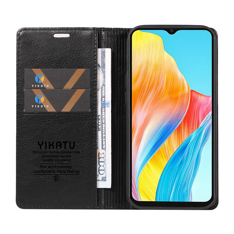 YIKATU YK-006 For Oppo A38 4G / A18 4G Case Leather Phone Cover with Card Slots Wallet - Black