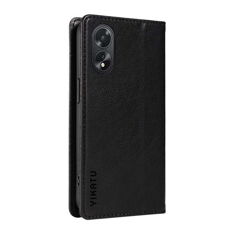 YIKATU YK-006 For Oppo A38 4G / A18 4G Case Leather Phone Cover with Card Slots Wallet - Black