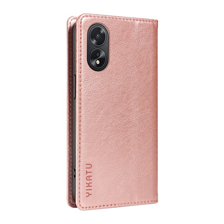 YIKATU YK-006 For Oppo A38 4G / A18 4G Case Leather Phone Cover with Card Slots Wallet - Rose Gold