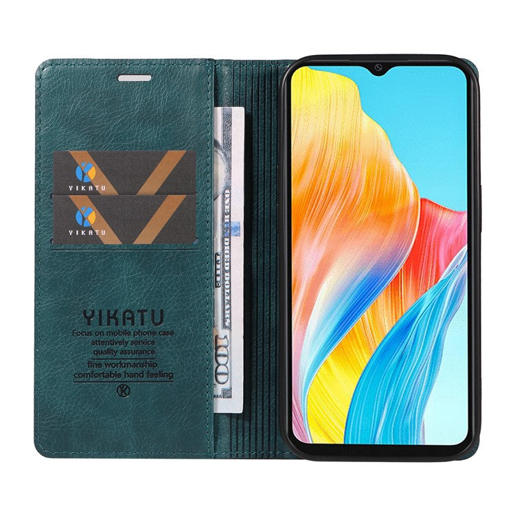 YIKATU YK-006 For Oppo A38 4G / A18 4G Case Leather Phone Cover with Card Slots Wallet - Blue