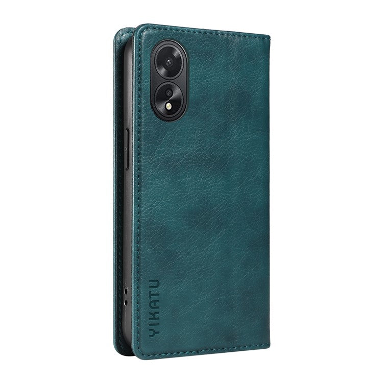 YIKATU YK-006 For Oppo A38 4G / A18 4G Case Leather Phone Cover with Card Slots Wallet - Blue