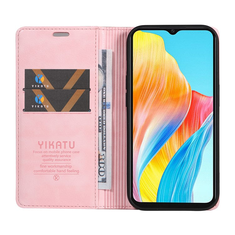 YIKATU YK-006 For Oppo A38 4G / A18 4G Case Leather Phone Cover with Card Slots Wallet - Pink