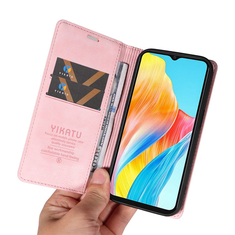 YIKATU YK-006 For Oppo A38 4G / A18 4G Case Leather Phone Cover with Card Slots Wallet - Pink