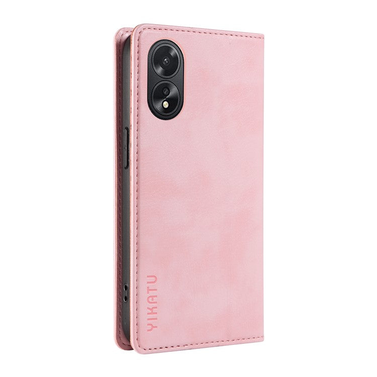YIKATU YK-006 For Oppo A38 4G / A18 4G Case Leather Phone Cover with Card Slots Wallet - Pink