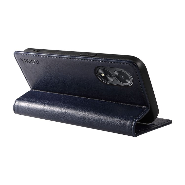 YIKATU YK-006 For Oppo A38 4G / A18 4G Case Leather Phone Cover with Card Slots Wallet - Navy Blue