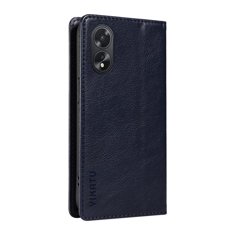 YIKATU YK-006 For Oppo A38 4G / A18 4G Case Leather Phone Cover with Card Slots Wallet - Navy Blue