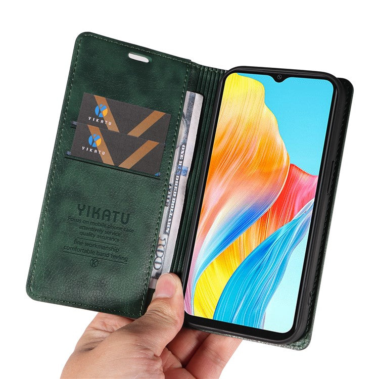YIKATU YK-006 For Oppo A38 4G / A18 4G Case Leather Phone Cover with Card Slots Wallet - Green