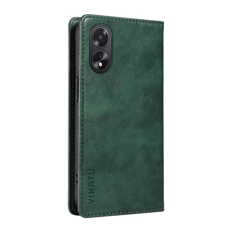 YIKATU YK-006 For Oppo A38 4G / A18 4G Case Leather Phone Cover with Card Slots Wallet - Green
