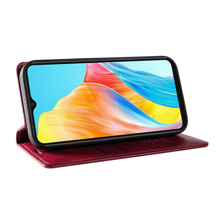 YIKATU YK-006 For Oppo A38 4G / A18 4G Case Leather Phone Cover with Card Slots Wallet - Wine Red