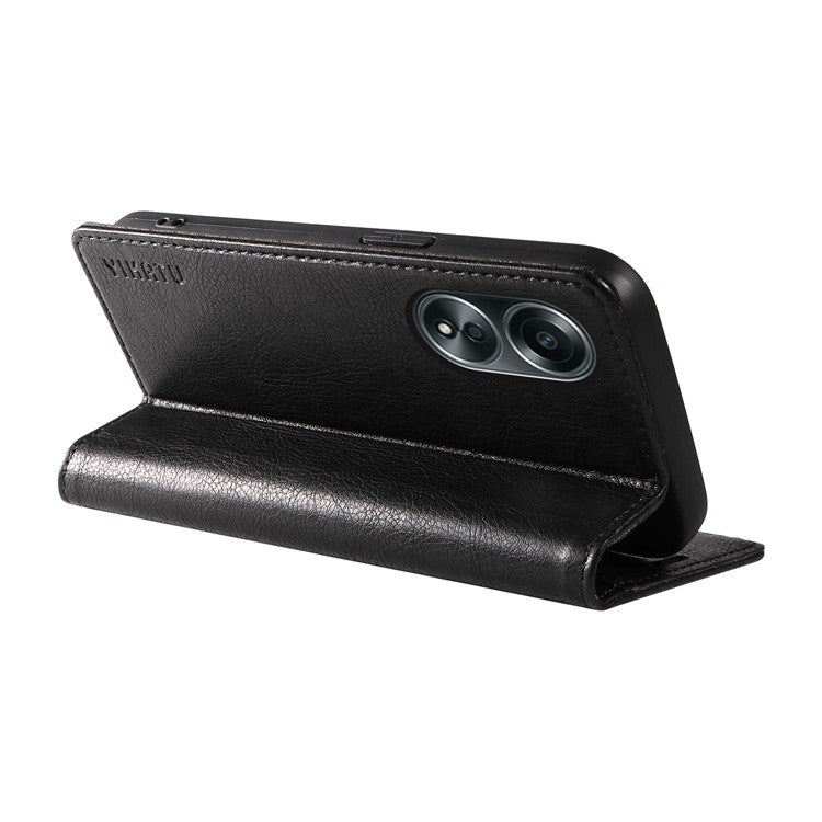 YIKATU YK-006 For Oppo A58 4G Leather Wallet Case Magnetic Closing Flip Phone Cover - Black