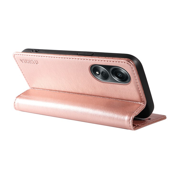 YIKATU YK-006 For Oppo A58 4G Leather Wallet Case Magnetic Closing Flip Phone Cover - Rose Gold