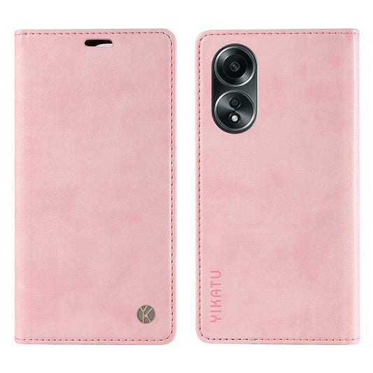 YIKATU YK-006 For Oppo A58 4G Leather Wallet Case Magnetic Closing Flip Phone Cover - Pink