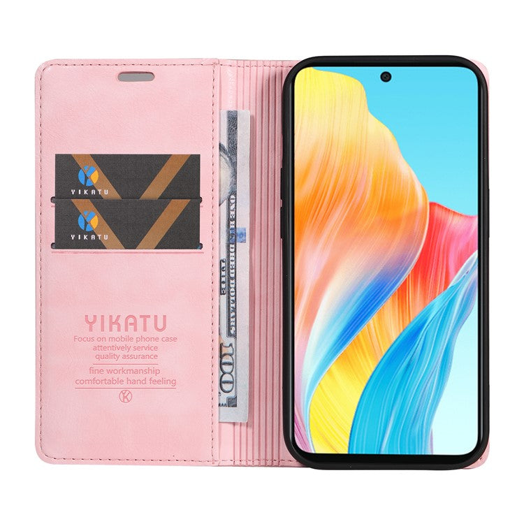 YIKATU YK-006 For Oppo A58 4G Leather Wallet Case Magnetic Closing Flip Phone Cover - Pink