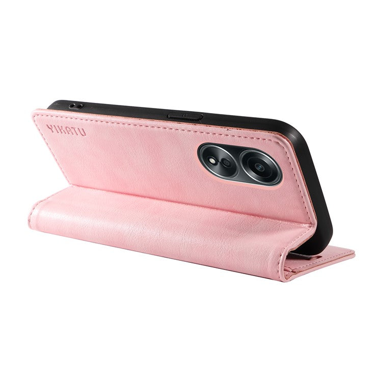 YIKATU YK-006 For Oppo A58 4G Leather Wallet Case Magnetic Closing Flip Phone Cover - Pink