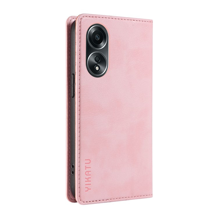 YIKATU YK-006 For Oppo A58 4G Leather Wallet Case Magnetic Closing Flip Phone Cover - Pink
