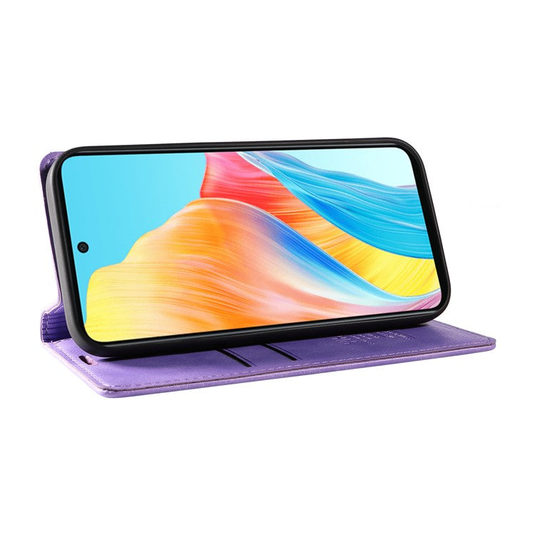YIKATU YK-006 For Oppo A58 4G Leather Wallet Case Magnetic Closing Flip Phone Cover - Purple
