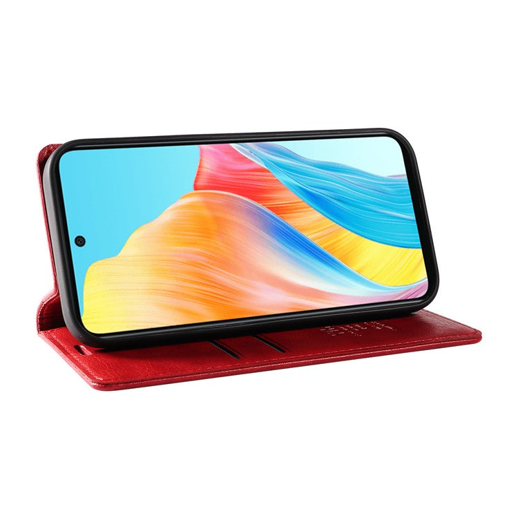 YIKATU YK-006 For Oppo A58 4G Leather Wallet Case Magnetic Closing Flip Phone Cover - Red