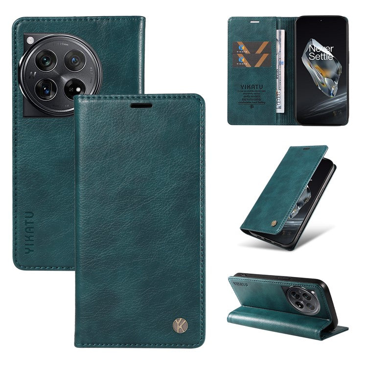 YIKATU YK-006 For OnePlus 12 5G Wallet Case Magnetic Closing Leather Phone Cover - Blue