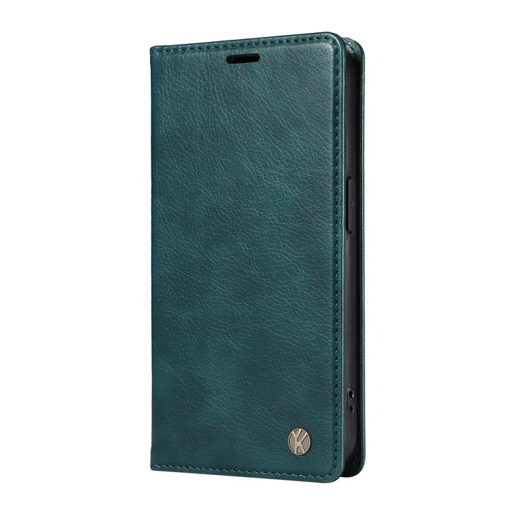 YIKATU YK-006 For Samsung Galaxy S22 5G Magnetic Case Litchi Texture Leather Flip Stand Phone Shell - Blue