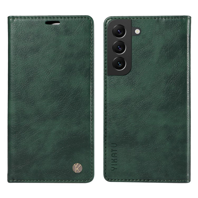 YIKATU YK-006 For Samsung Galaxy S22+ 5G Case Litchi Texture Ultra Thin Card Slots Phone Cover - Green