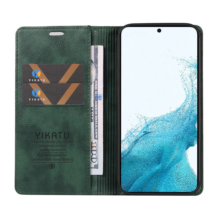 YIKATU YK-006 For Samsung Galaxy S22+ 5G Case Litchi Texture Ultra Thin Card Slots Phone Cover - Green