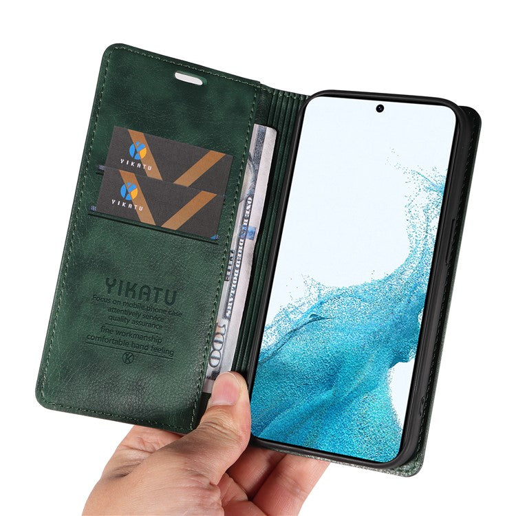 YIKATU YK-006 For Samsung Galaxy S22+ 5G Case Litchi Texture Ultra Thin Card Slots Phone Cover - Green