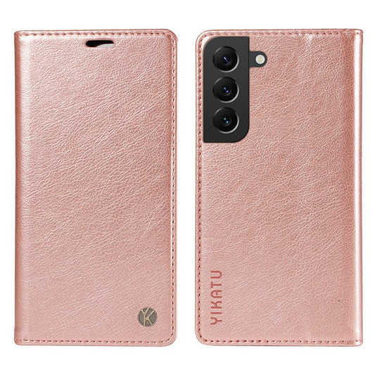 YIKATU YK-006 For Samsung Galaxy S21 5G / S21 4G Wallet Phone Case Litchi Texture Leather Flip Cover - Rose Gold
