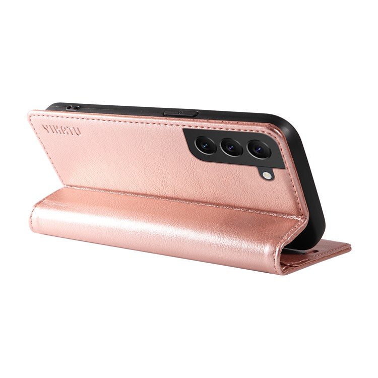 YIKATU YK-006 For Samsung Galaxy S21 5G / S21 4G Wallet Phone Case Litchi Texture Leather Flip Cover - Rose Gold
