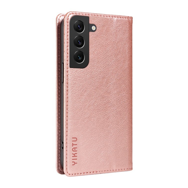 YIKATU YK-006 For Samsung Galaxy S21 5G / S21 4G Wallet Phone Case Litchi Texture Leather Flip Cover - Rose Gold