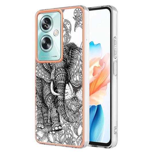 YB IMD Series-19 Style-D For Oppo A79 5G / A2 5G TPU Phone Case Electroplating Pattern Print Shell - Totem Elephant