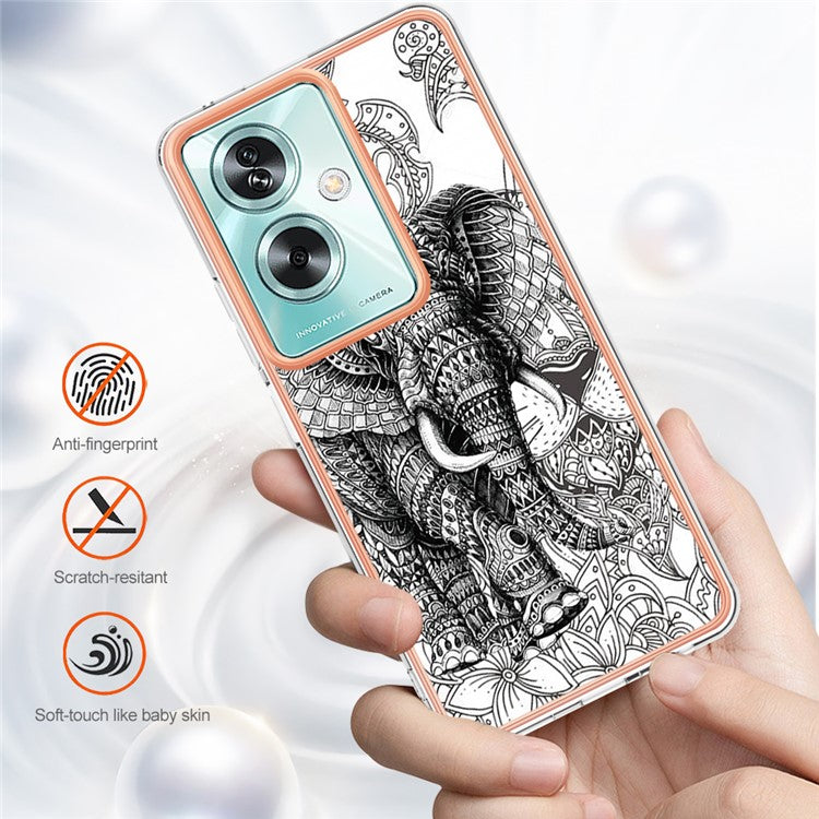YB IMD Series-19 Style-D For Oppo A79 5G / A2 5G TPU Phone Case Electroplating Pattern Print Shell - Totem Elephant