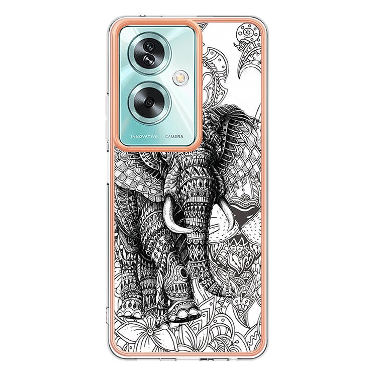 YB IMD Series-19 Style-D For Oppo A79 5G / A2 5G TPU Phone Case Electroplating Pattern Print Shell - Totem Elephant