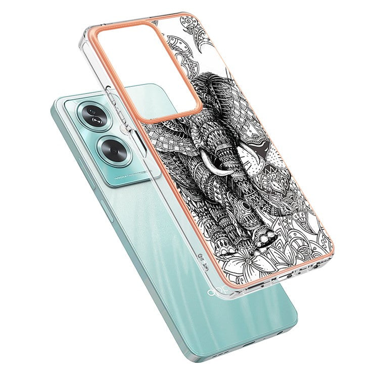 YB IMD Series-19 Style-D For Oppo A79 5G / A2 5G TPU Phone Case Electroplating Pattern Print Shell - Totem Elephant