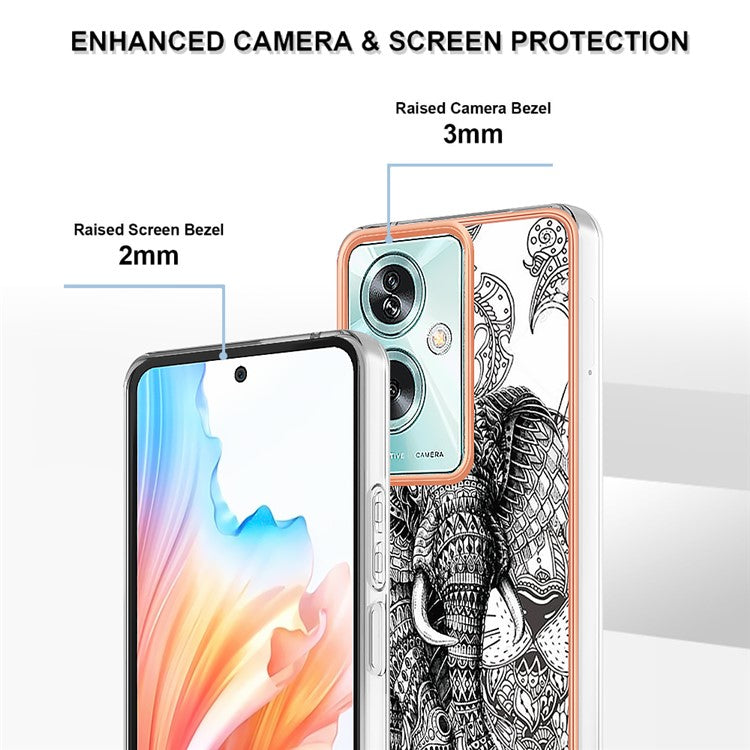YB IMD Series-19 Style-D For Oppo A79 5G / A2 5G TPU Phone Case Electroplating Pattern Print Shell - Totem Elephant