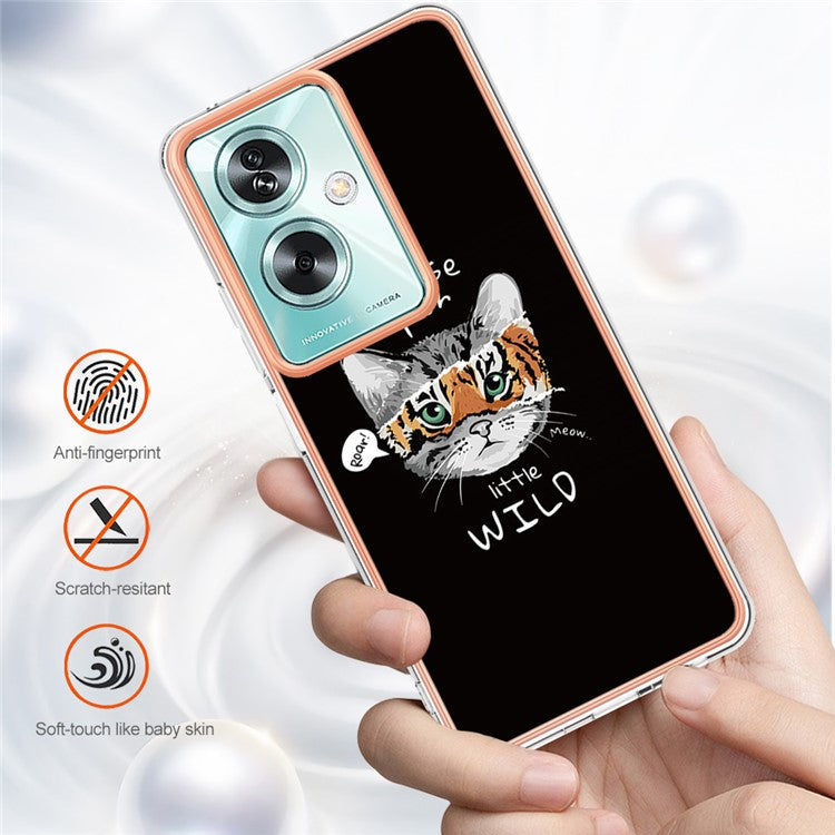 YB IMD Series-19 Style-D For Oppo A79 5G / A2 5G TPU Phone Case Electroplating Pattern Print Shell - Cat  /  Tiger