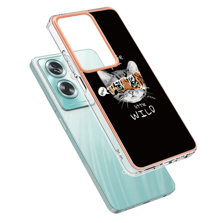 YB IMD Series-19 Style-D For Oppo A79 5G / A2 5G TPU Phone Case Electroplating Pattern Print Shell - Cat  /  Tiger