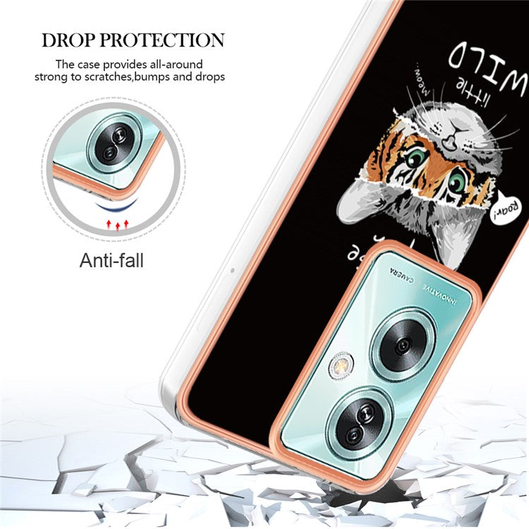 YB IMD Series-19 Style-D For Oppo A79 5G / A2 5G TPU Phone Case Electroplating Pattern Print Shell - Cat  /  Tiger