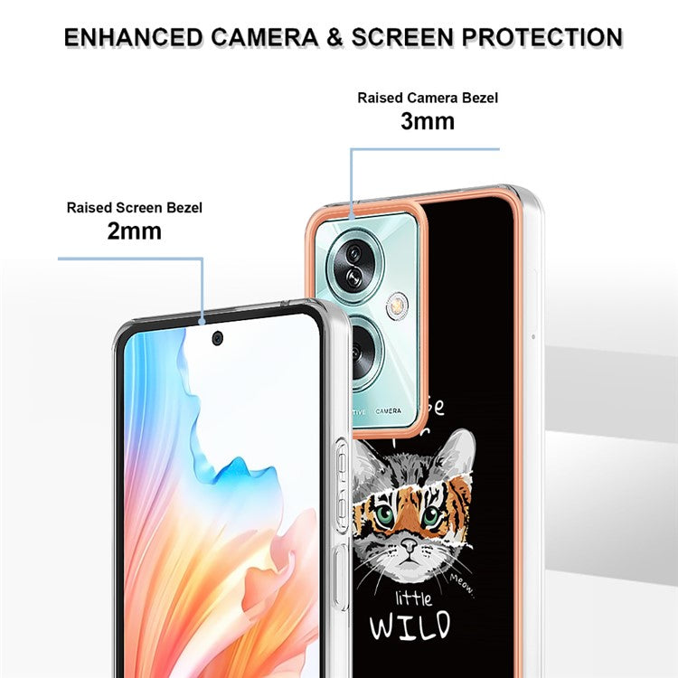 YB IMD Series-19 Style-D For Oppo A79 5G / A2 5G TPU Phone Case Electroplating Pattern Print Shell - Cat  /  Tiger